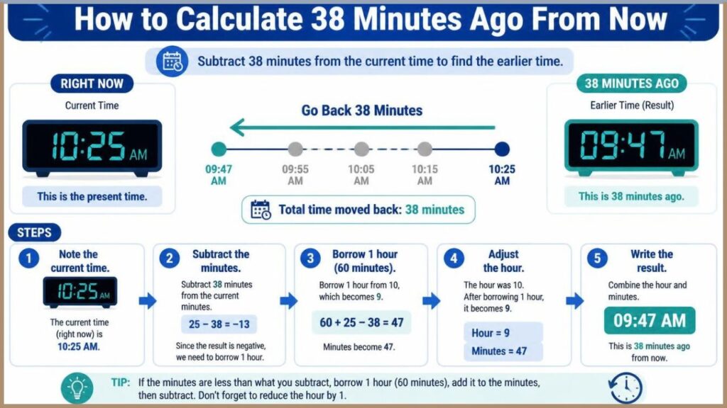 How to Calculate 38 Minutes Ago From Now